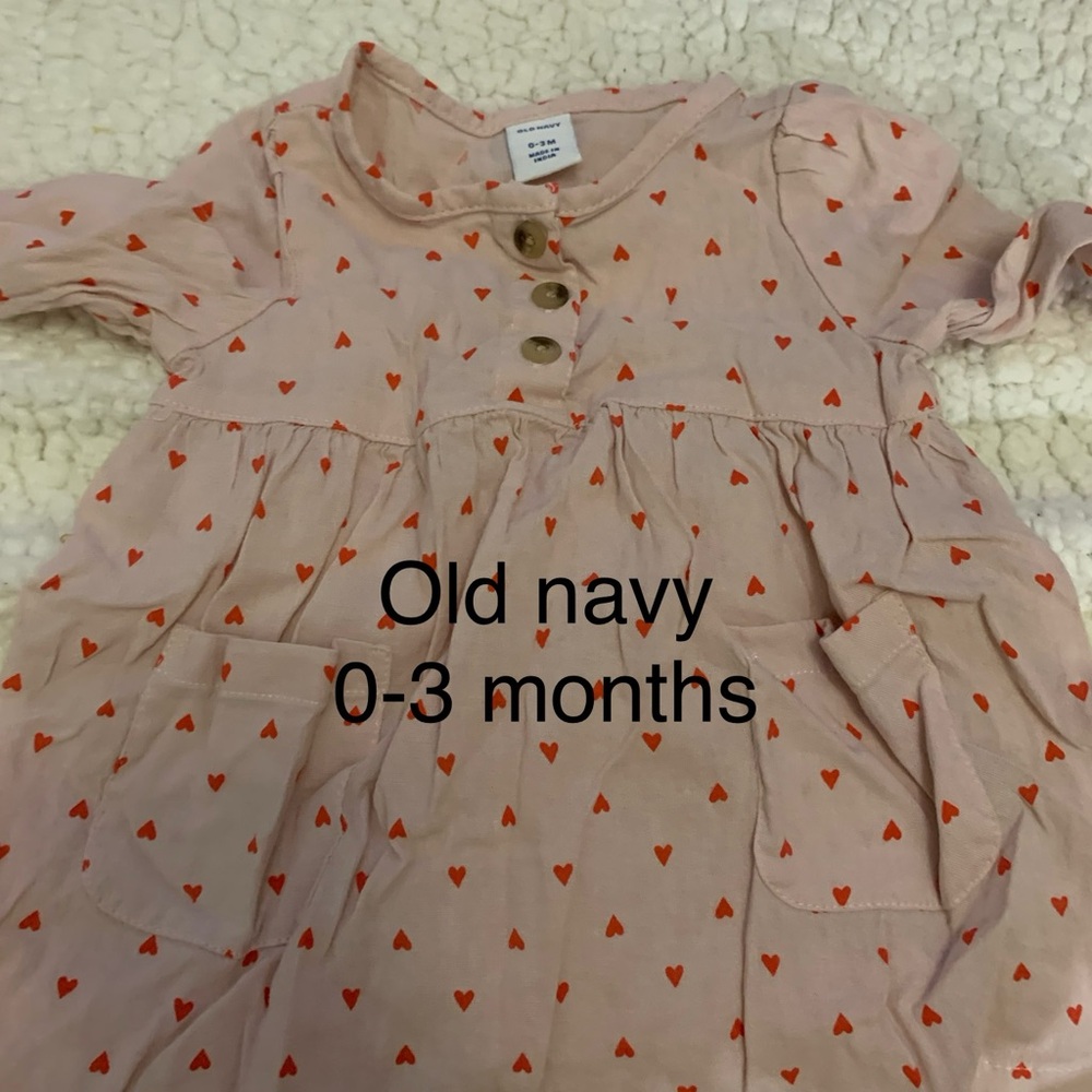 Old Navy Light Pink Dress with Red Hearts